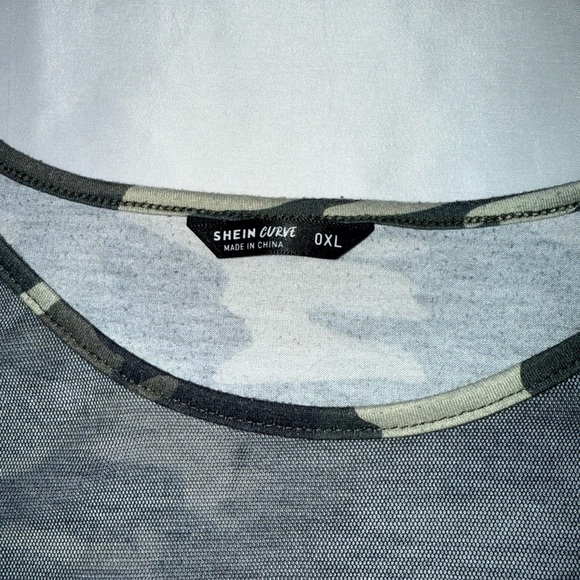 SHEIN Camouflage V-Neck Mesh Women Top - Picture 2 of 3